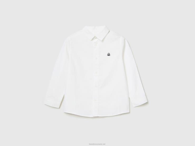 Shirt In Pure Cotton B4BF2235 Benetton Kids White