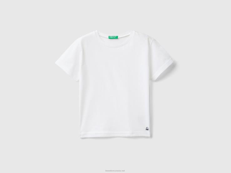 T-Shirt In Organic Cotton B4BF2181 Benetton Kids White