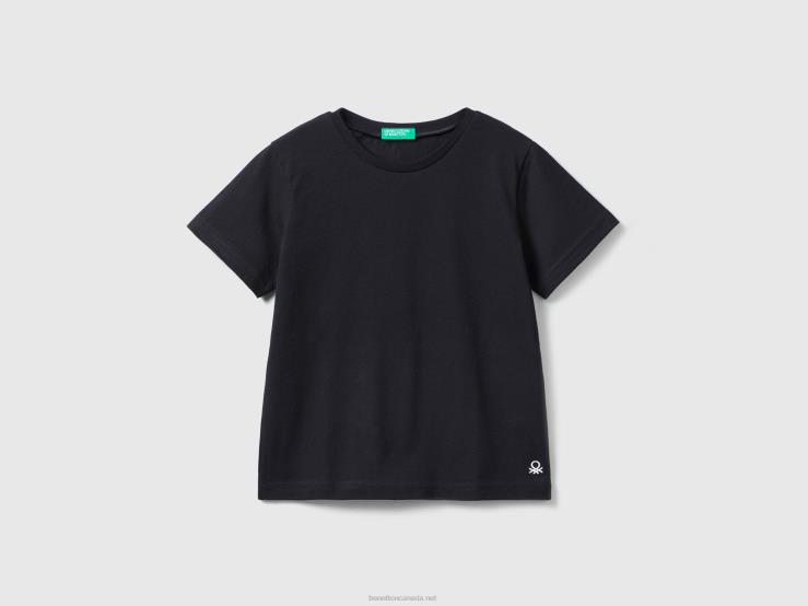 T-Shirt In Organic Cotton B4BF2217 Benetton Kids Black