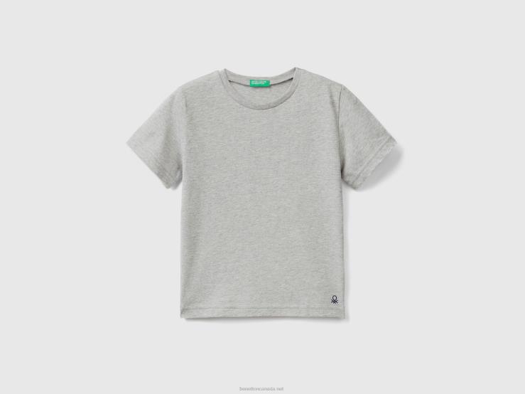 T-Shirt In Organic Cotton B4BF5026 Benetton Kids Light Gray
