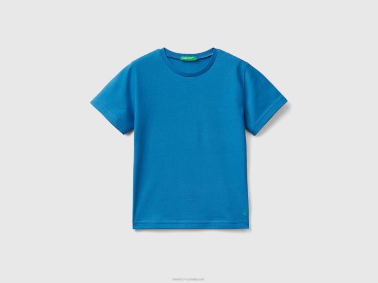 T-Shirt In Organic Cotton B4BF5059 Benetton Kids Bright Blue