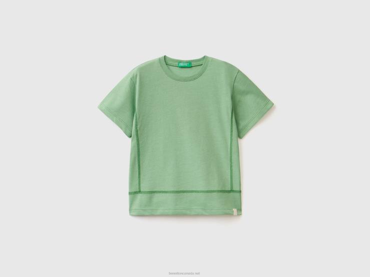 T-Shirt In Recycled Fabric B4BF2160 Benetton Kids Light Green