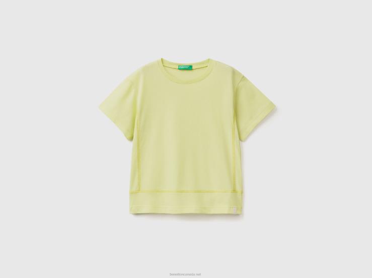 T-Shirt In Recycled Fabric B4BF5041 Benetton Kids Neon Yellow