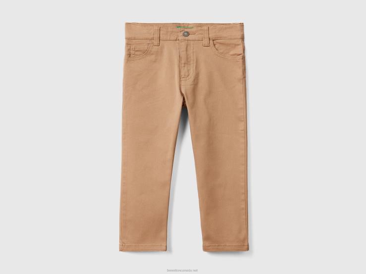 Five-Pocket Slim Fit Trousers B4BF2350 Benetton Kids Camel