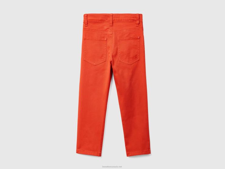 Five-Pocket Slim Fit Trousers B4BF2381 Benetton Kids Red