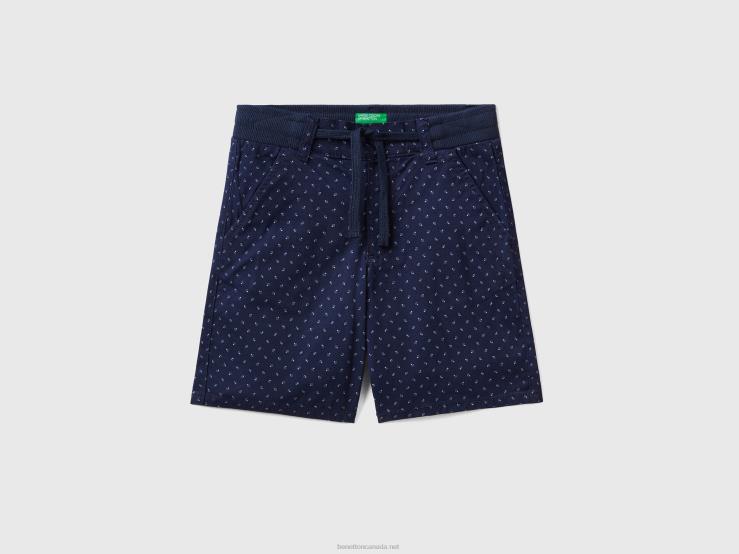Micro Patterned Shorts With Drawstring B4BF2387 Benetton Kids Blue