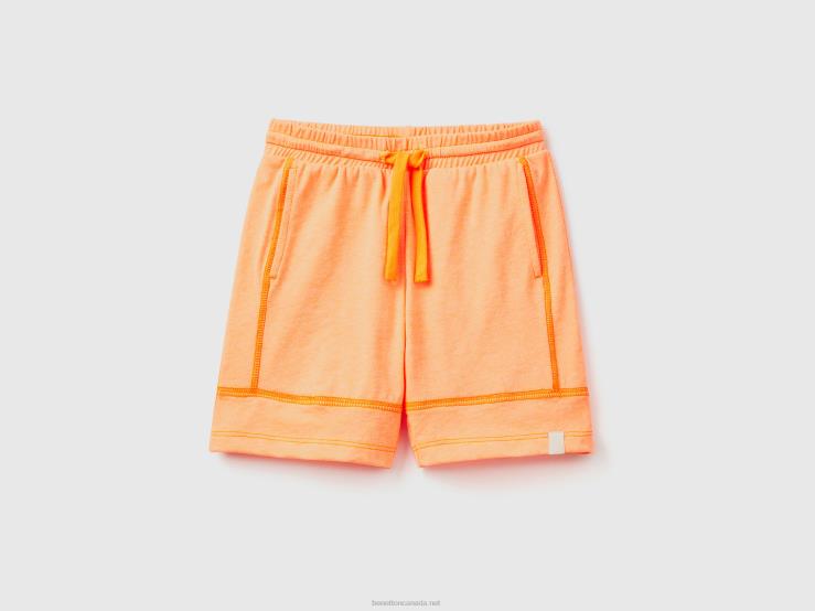 Shorts In Recycled Fabric B4BF2372 Benetton Kids Neon Orange