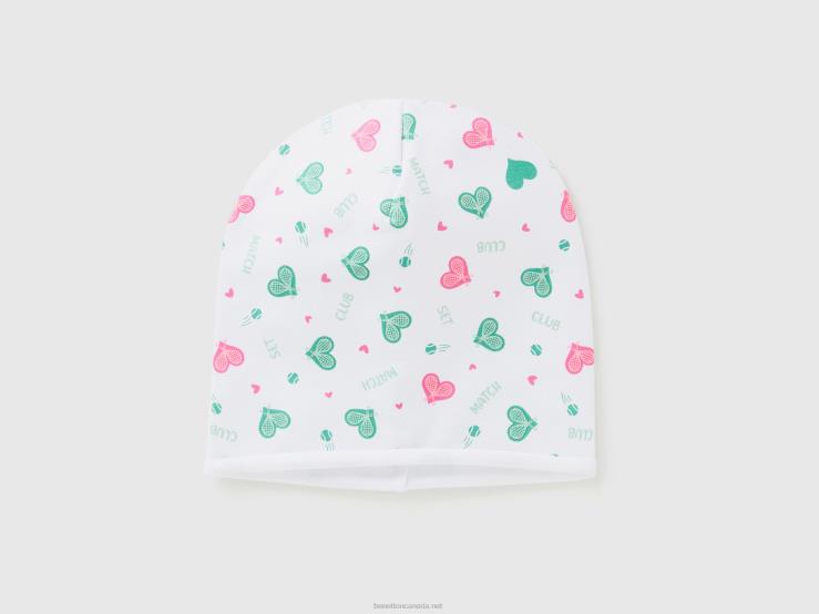 Cap In Stretch Cotton B4BF3061 Benetton Kids White