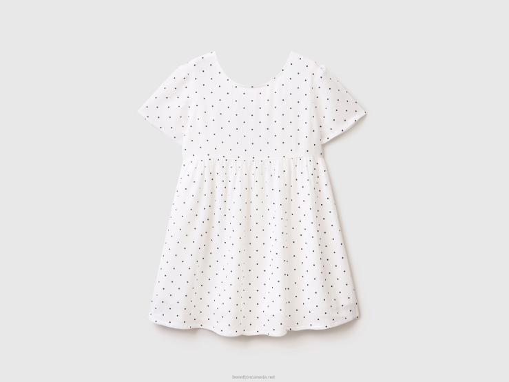 Polka Dot Dress In Sustainable Viscose B4BF2938 Benetton Kids White
