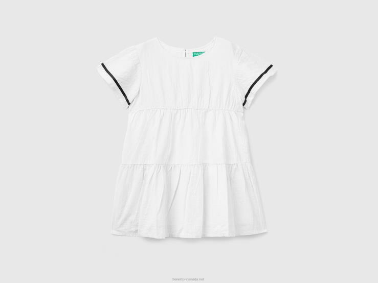Short Dress With Frills B4BF2939 Benetton Kids White