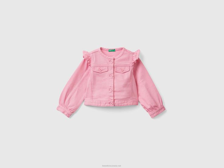 Colorful Stretch Cotton Jacket B4BF2825 Benetton Kids Pink