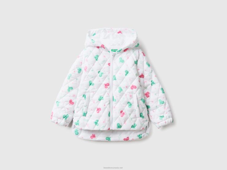 Patterned Jacket With Hood B4BF2827 Benetton Kids White