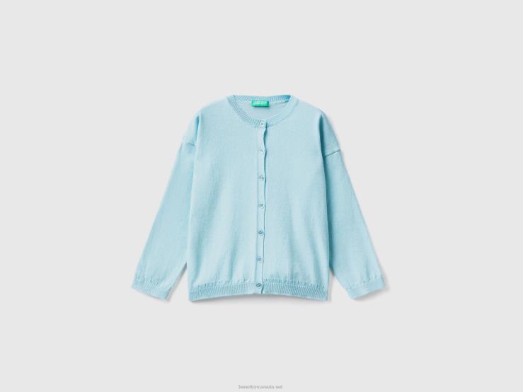 Cardigan With Glittery Buttons B4BF6105 Benetton Kids Aqua