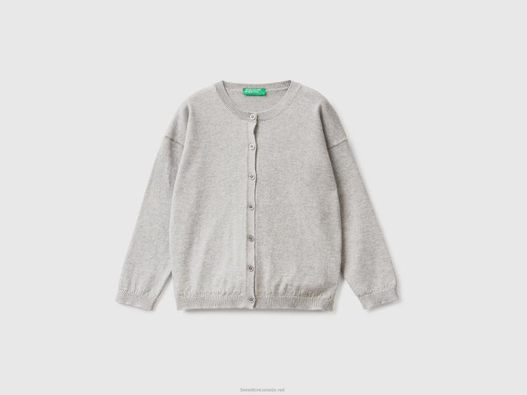Cardigan With Glittery Buttons B4BF6111 Benetton Kids Light Gray
