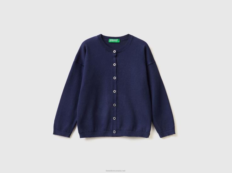 Cardigan With Glittery Buttons B4BF6112 Benetton Kids Dark Blue