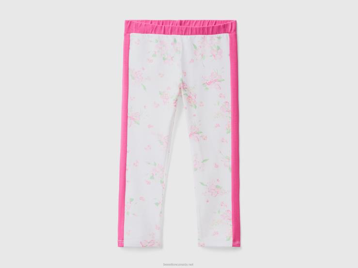 Leggings With Floral Print B4BF2976 Benetton Kids White