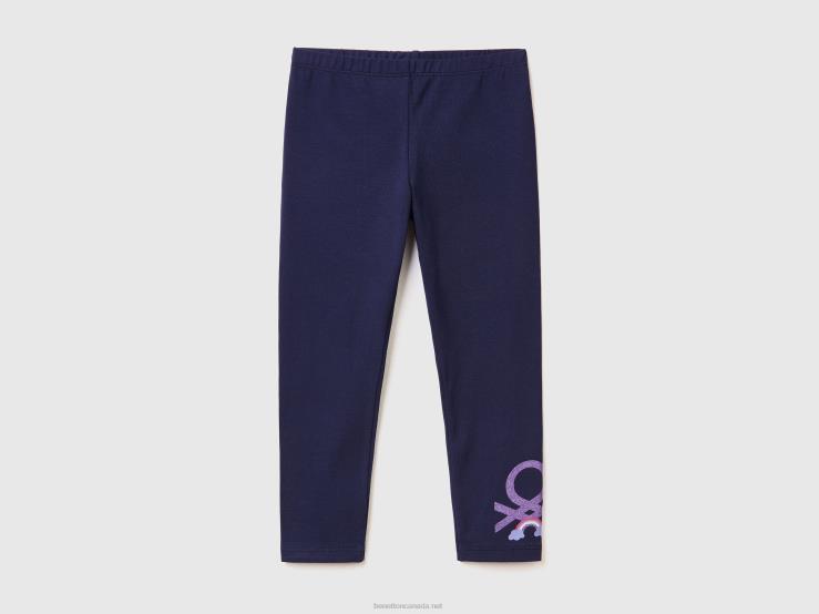 Leggings With Glittery Print B4BF2950 Benetton Kids Dark Blue