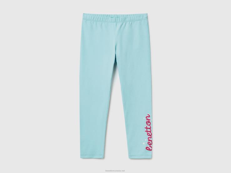 Leggings With Glittery Print B4BF5692 Benetton Kids Aqua