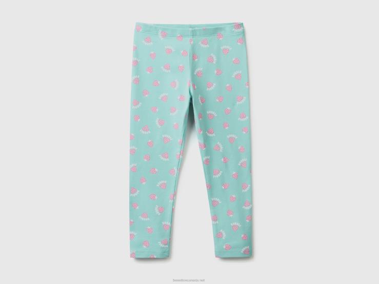 Patterned Stretch Cotton Leggings B4BF2965 Benetton Kids Light Blue