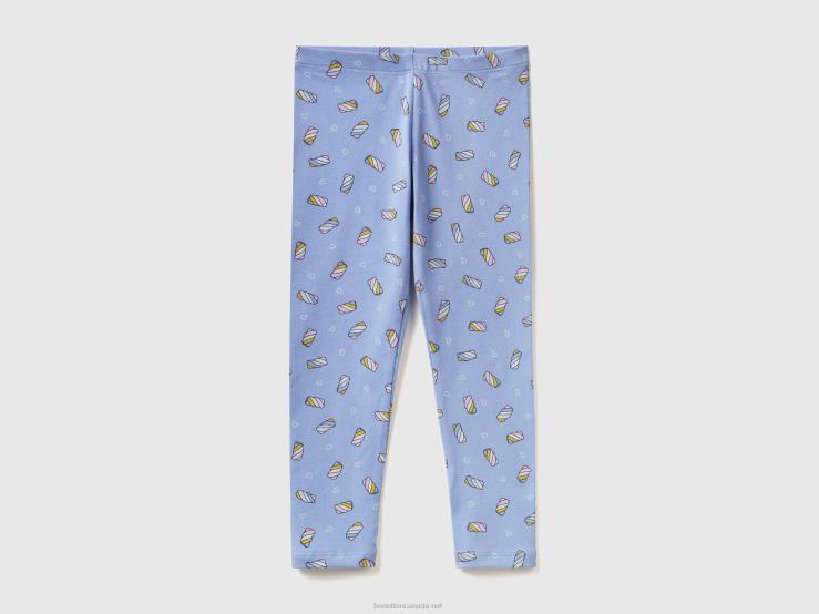 Patterned Stretch Cotton Leggings B4BF2974 Benetton Kids Periwinkle