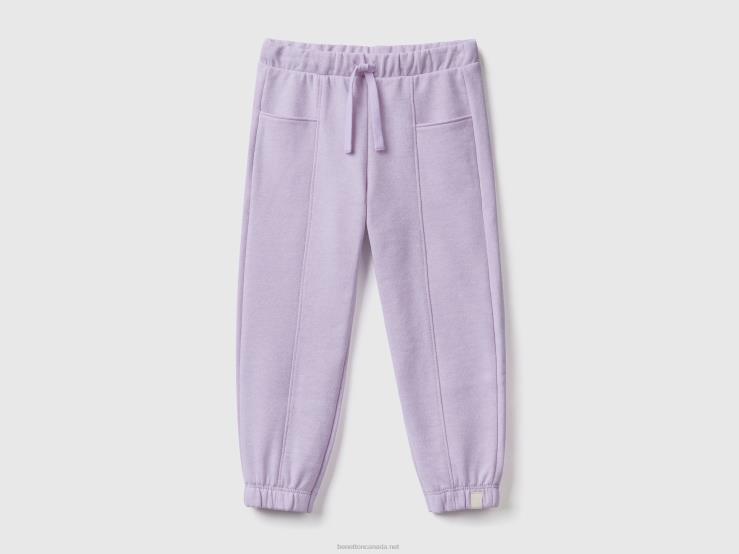 Joggers In Recycled Fabric B4BF3022 Benetton Kids Lilac