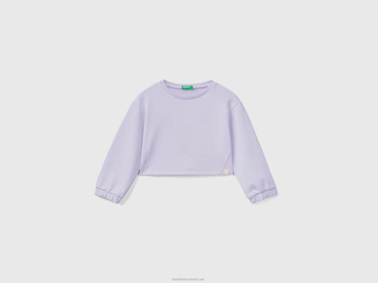 Cropped Sweatshirt In Recycled Fabric B4BF2903 Benetton Kids Lilac
