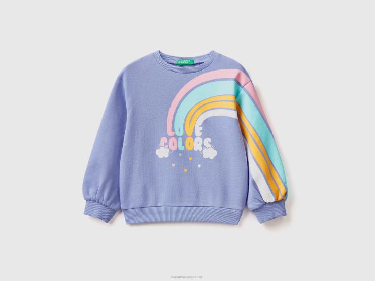 Pullover Sweatshirt With Rainbow Print B4BF2926 Benetton Kids Periwinkle
