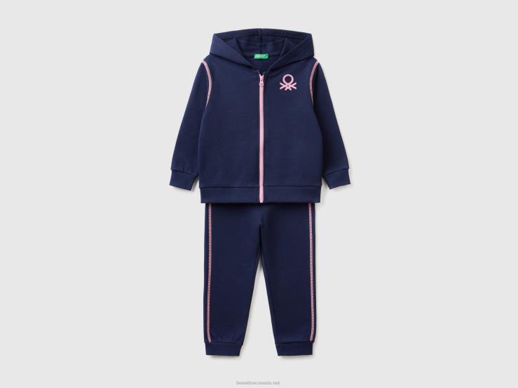 Sweat Tracksuit In 100% Cotton B4BF5612 Benetton Kids Blue