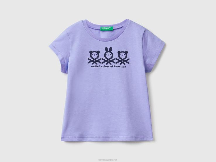100% Cotton T-Shirt With Logo B4BF2879 Benetton Kids Periwinkle