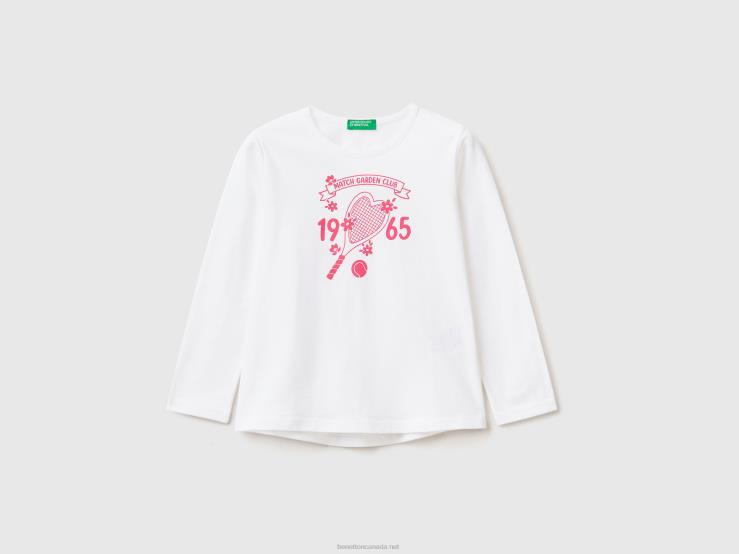 100% Cotton T-Shirt With Print B4BF2867 Benetton Kids White