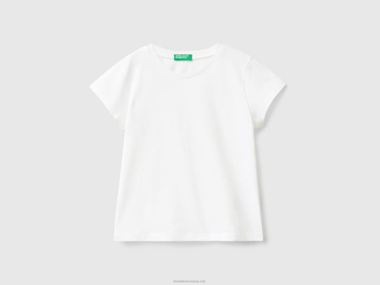 100% Organic Cotton T-Shirt B4BF2861 Benetton Kids White