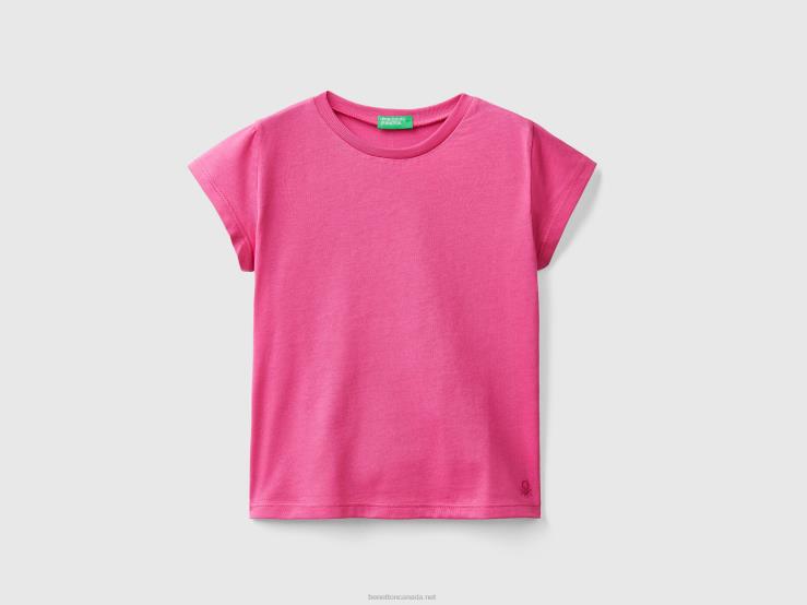 100% Organic Cotton T-Shirt B4BF2869 Benetton Kids Fuchsia