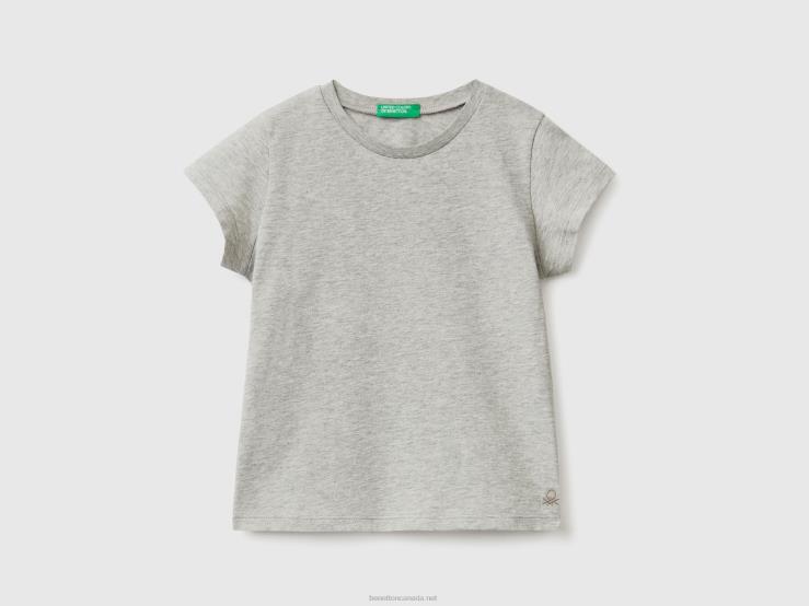 100% Organic Cotton T-Shirt B4BF2892 Benetton Kids Light Gray