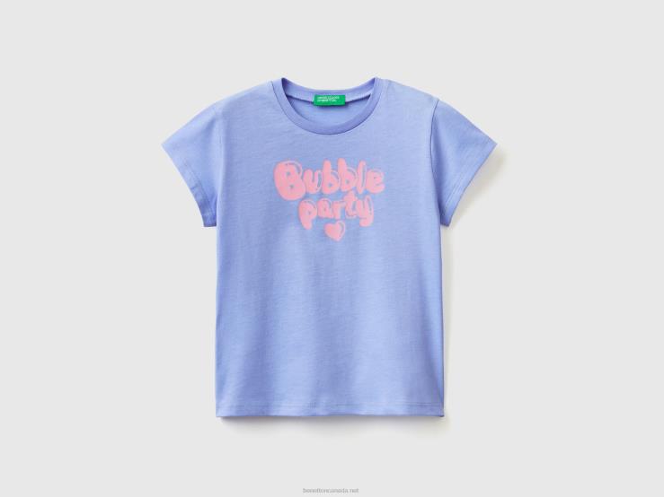 Crew Neck T-Shirt With Print B4BF5571 Benetton Kids Periwinkle
