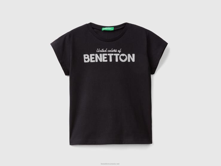 Organic Cotton T-Shirt With Print B4BF2846 Benetton Kids Black