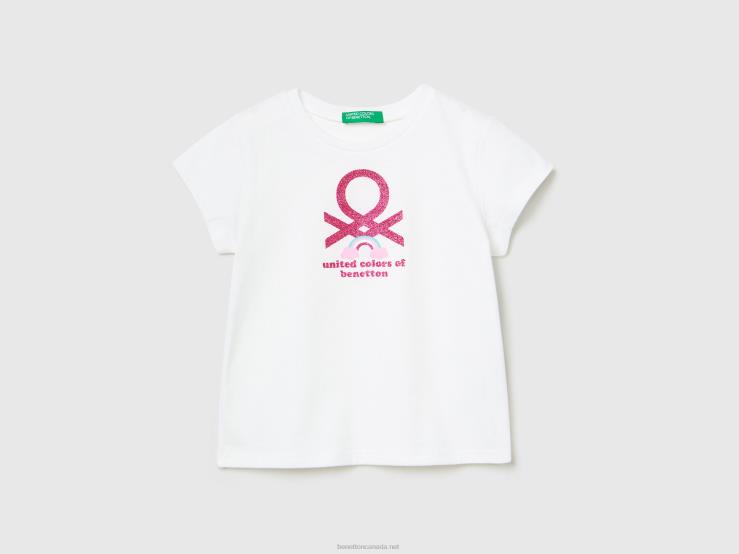 Organic Cotton T-Shirt With Print B4BF5583 Benetton Kids White