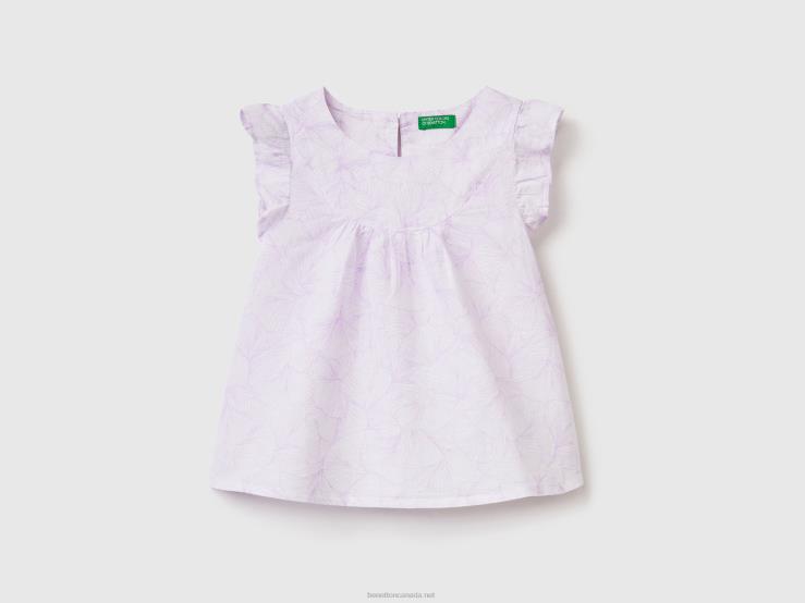Patterned Blouse In Linen Blend B4BF5576 Benetton Kids White