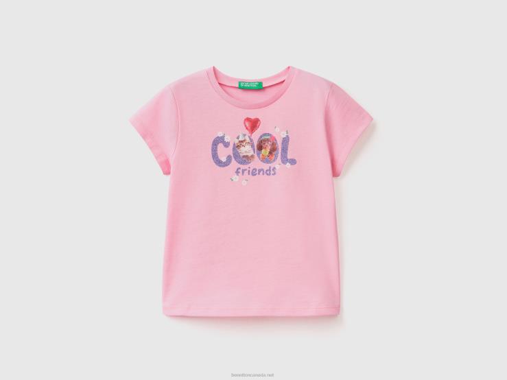 T-Shirt With Photographic Print B4BF2896 Benetton Kids Pink