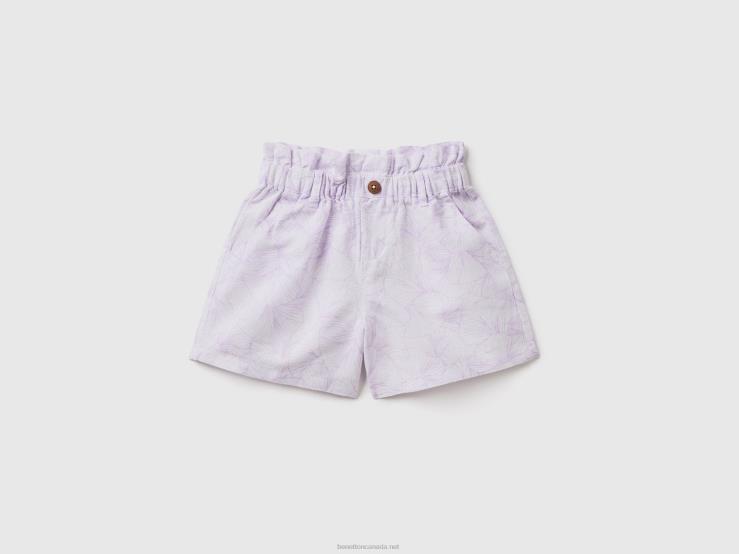 Paperbag Shorts In Linen Blend B4BF2994 Benetton Kids White