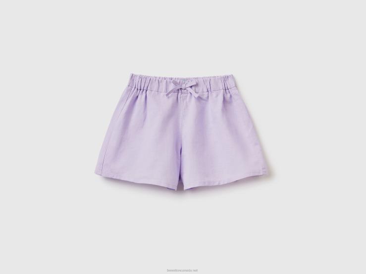 Shorts In Linen Blend B4BF3009 Benetton Kids Lilac