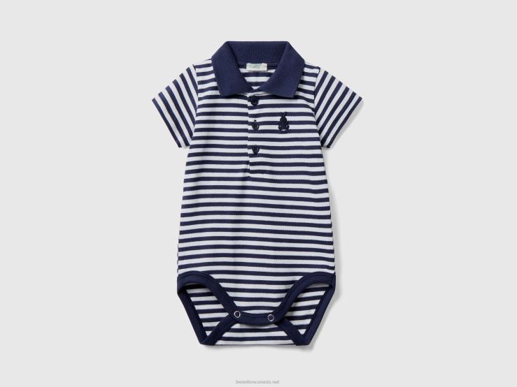 Polo Bodysuit In Stretch Cotton B4BF3176 Benetton Kids Blue