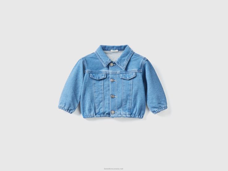 Denim Look Sweat Jacket B4BF5737 Benetton Kids Blue