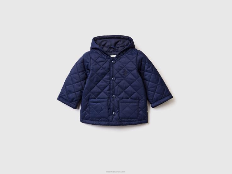 Quilted Jacket With Hood B4BF5742 Benetton Kids Dark Blue