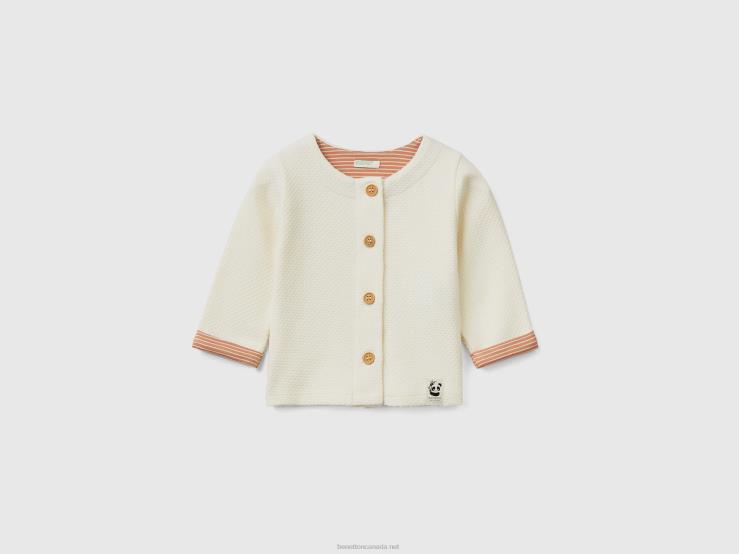 Cardigan With Jacquard Knit B4BF3321 Benetton Kids Creamy White