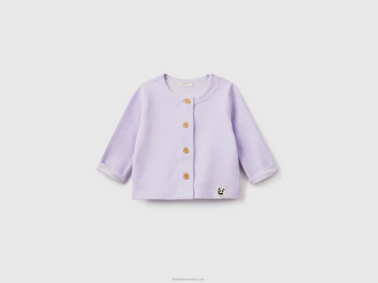 Cardigan With Jacquard Knit B4BF3473 Benetton Kids Lilac