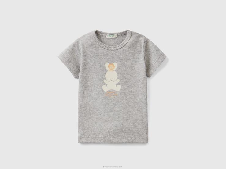 T-Shirt In 100% Organic Cotton B4BF5785 Benetton Kids Light Gray