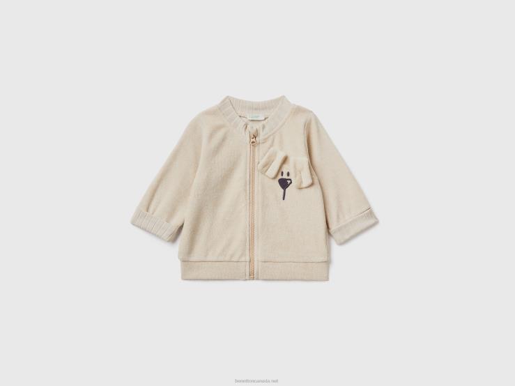 Terry Sweatshirt With Zip B4BF3164 Benetton Kids Beige