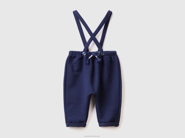 Dungarees In Cotton Blend B4BF3096 Benetton Kids Dark Blue
