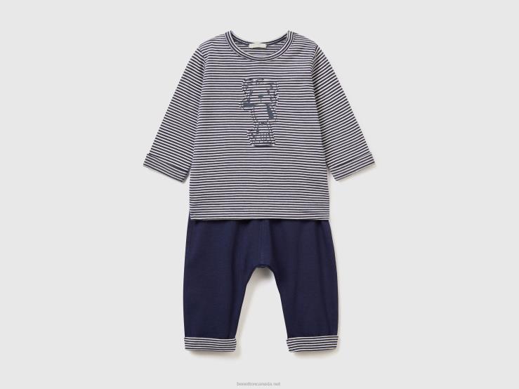 Set In 100% Organic Cotton B4BF3086 Benetton Kids Blue