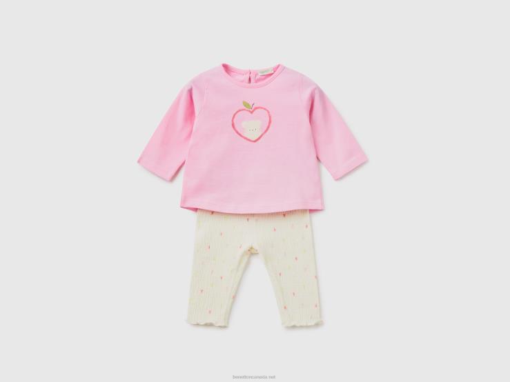 Set In Cotton With Prints B4BF3102 Benetton Kids Pink